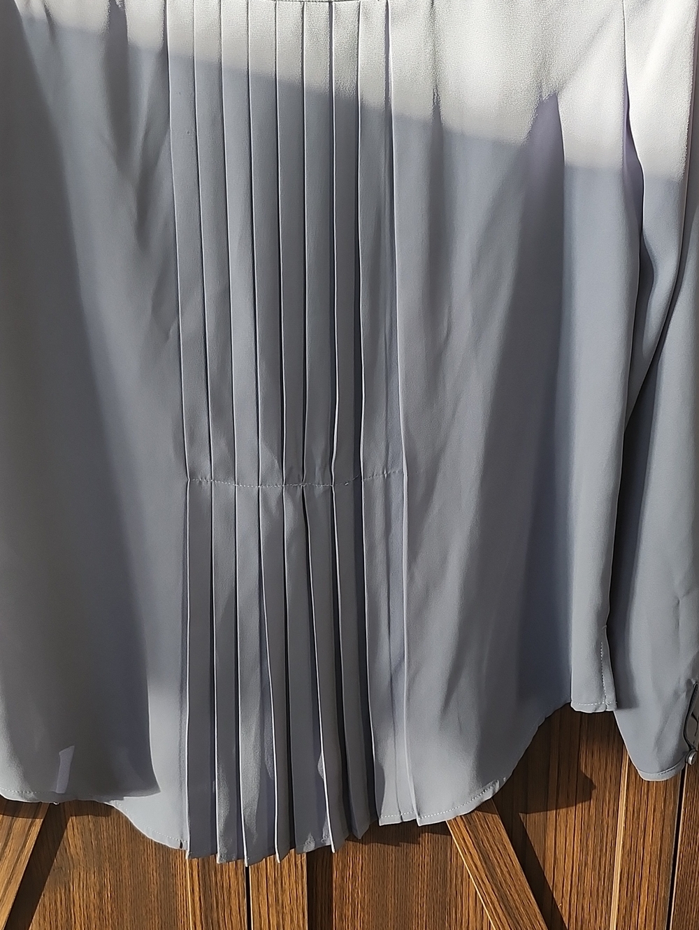 Banana Republic Light Blue Pintuck-Front Long Sleeve Blouse - Picture 11 of 12